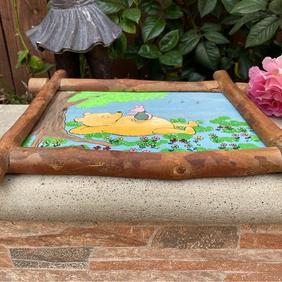 Winnie The Pooh and Piglet Laying on Grass Hand Painted Acrylic on Wood Inspired - Picture 7 of 8